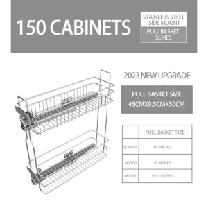 HYM Stainless Pull Out Kitchen Cabinet Condiments Racks Organizer Seasoning Set Pull Out Tray Dish Cabinet Spice Rack
