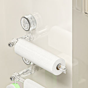 Rak Pemegang Tisu Transparent Suction Cup Paper Towel Holder Rack 180° Rotating Wall Mount Organizer