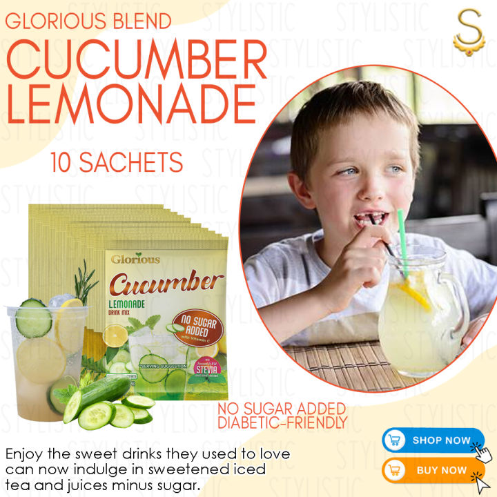 Glorious Blend Cucumber Lemonade Drink Mix 10 Sachets with Stevia