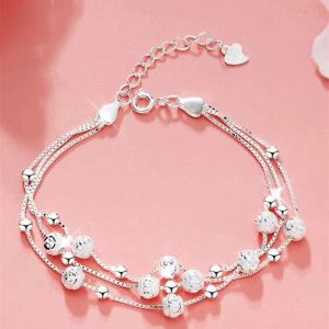 Lắc tay nữ bạc S925 mẫu 3 vòng phối bi trơn LT178 - Phụ kiện thời trang việt