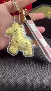 新品现货马年足金999马上有钱手机链挂绳黄金车钥匙扣包包挂件送女友批发QWHG