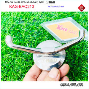 Móc đôi Inox Bảo KAG-BAO210 móc 2 treo đồ nhà tắm SUS304 đế tròn thiết kế tuyệt đẹp sang trọng tinh tế đến từng chi tiế