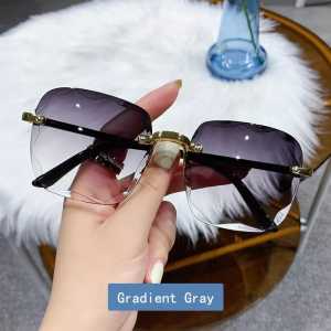 FG Kacamata Hitam Tanpa Bingkai Bentuk Kotak Persegi Desain Mewah Untuk Pria Wanita Sunglass Import Murah 16040