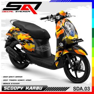 Decal Stiker Custoom Full Body SCOOPY KARBU - Dekal Sticker Variasi Motor SCOOPY KARBU SDA.03