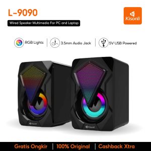 KISONLI Gaming Speaker Laptop/Komputer L9090 LED RGB Light With Volume Control