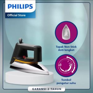 [EXTRA DISKON 20K] Philips Setrika Kering Classic HD1172/99 - Hitam Tapak Anti Lengket setrika Philips gosokan Philips