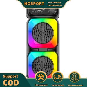 【HOSPORT】BT Karaoke Machine Support MIC/TF/USB/AUX Party Speaker with LED Lights for Party Outdoor Travel Birthday Gift