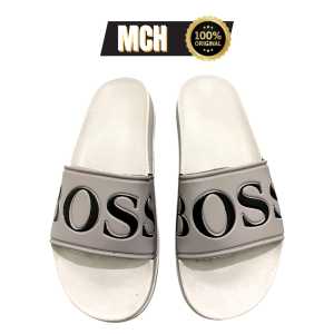 MOCHEL- Sandal Selop Pria dan Wanita MOCHEL BOSS Cream Hitam Terbaru Simpel dan Elegant