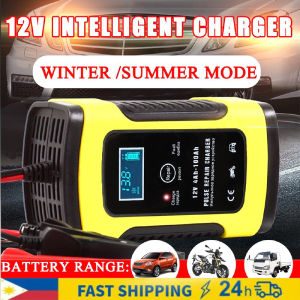 【COD+Local Delivery】Car Battery Charger 12V 6A Motorcycle Lead Acid Battery Porttable Power Chargers Full Intelligent Universal Repair Type Digital Lcd Display