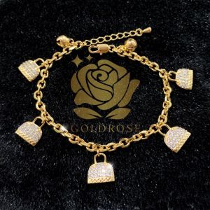 Gelang Titanium Tas C25 Lapis Emas 18k ANTI KARAT perhiasan gelang kaki mewah wanita