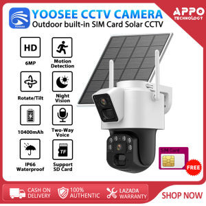 YOOSEE T2 Dual Lens Solar CCTV Outdoor Wireless IP66 Waterproof AOV 24-hour Video Recording Mode built-in 4G SIM Card Camera Night Vision CCTV 8X Zoom 6MP PTZ IP Cam With Human Motion Detection And Two-Way Voice CCTV Home Security Cameras