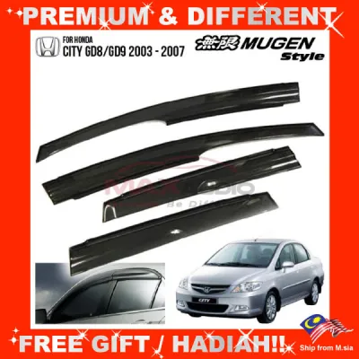 HONDA CITY GD8/ GD9 2003 - 2007 MUGEN Door Visor Grade A Premium Acrylic Smoke Black Rain Guard Window Car Air Press