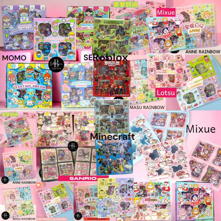 STIKER MOMO 2D RAINBOW ISI 100 MOMO ANNE MASU NONO SANRIO MIXUE LOTSU BARBIE BTS BLACKPINK AVENGER ROBLOX MINECRAFT KARAKTER KOREA LUCU TEMPEL HIAS ANTI AIR STICKER VIRAL AESTETIC ORIGINAL