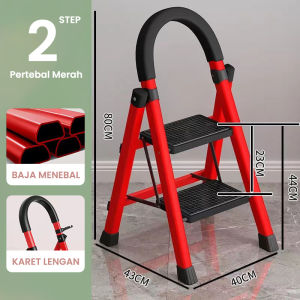 Tangga Rumah Lipat Tangga Besi 3/4/5/6 Step Household Steel Ladder Tangga Lipat Aluminium Pegangan Tangan Tangga Bisa Dilepas