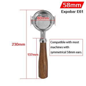 【SG Ready】Coffee 58mm Bottomless Portafilter（2 Ear） for Espresso Coffee Machine Compatible with E61 coffee maker：Gemilai Milesto Expobar Pancilio Silva Rocket Ascaso Sanremo Ottima Casadio Royal Kitsilano Raeeca.No Base Filter Holder