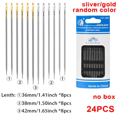 36Pcs Blind Sewing Needles Elderly Big Hole Stainless Steel Needle for Sewing Household DIY Jewerly Beading Threading Needles