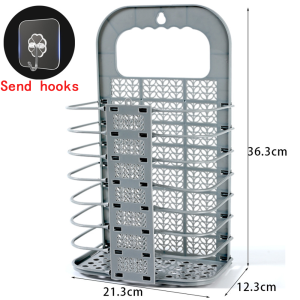 1 PC Foldable Laundry Basket Large Capacity Plastic Hanging Dirty Clothes Storage Basket Space Saving Bathroom Organizer With Handle