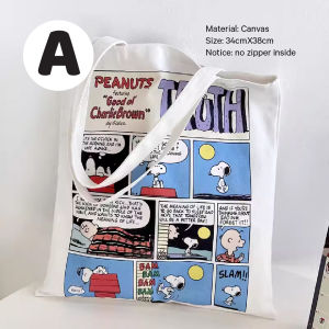 Snoopy Cartoon Shoulder Canvas Tote Bag Casual Handbag Tote Bags Students Book Bag