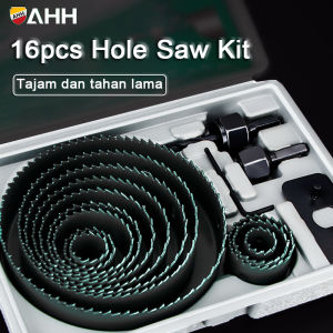AHH 16PCS Hole saw Kit Mata bor set Pelubang Kayu GYPSUM PVC Hidroponik HoleSaw Kit Set