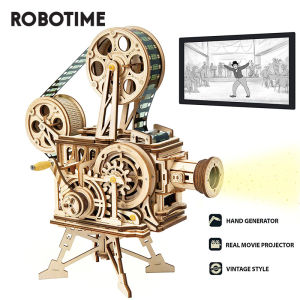Robotime Vitascope 3D Wooden Puzzle Model Buliding Toys Hand Crank Projector LK601