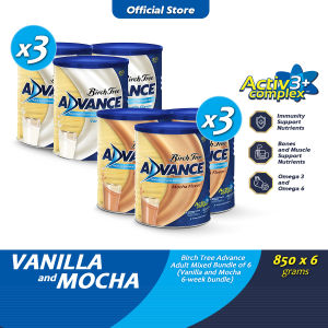 Birch Tree Advance Mixed Bundle of 6 (Vanilla 850g x 3 and Mocha 850g x 3 6 - week Bundle)