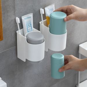 Toothbrush Holder Cup Toothpaste Dispenser Bathroom Storage Rack/Rak Berus Gigi /
