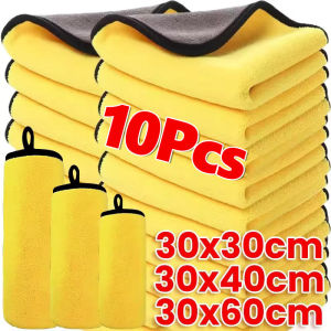 10Pcs Thicken Microfiber Car Cleaning Cloths Double Sides Car Washing Drying Cloth Super Absorbent Auto Detailing Towel