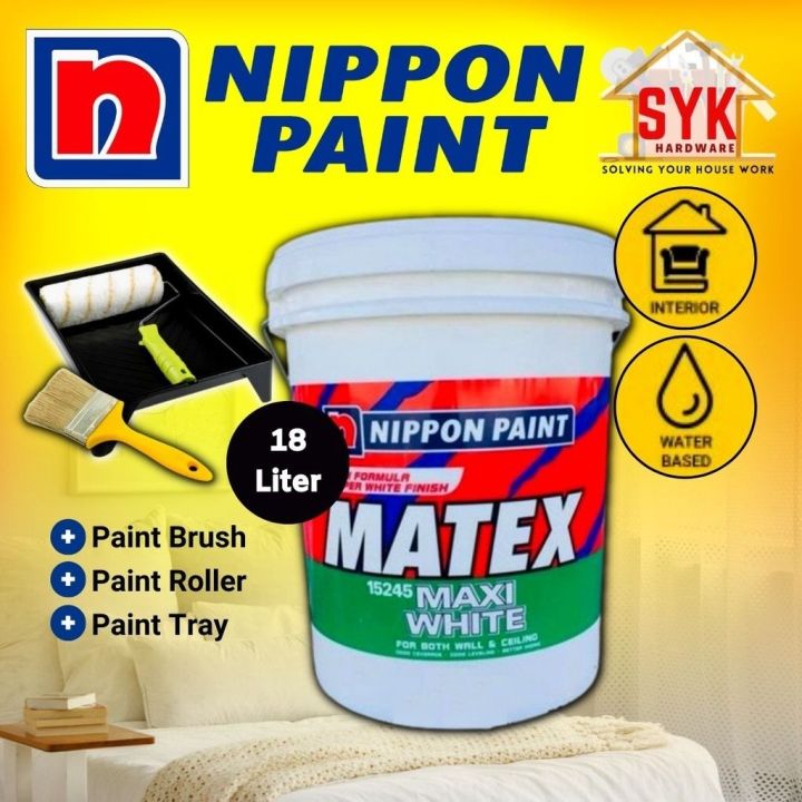 SYK Nippon Paint Super Matex Paint Maxi White 18 Liter Wall Paint Wall ...