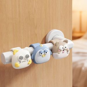NOBLELYN Cartoon Door Handle Impact Pad Silicone Anti-Shock Door Stopper Portable Silent Doorknob Bumper Pad for Bedroom Decoration