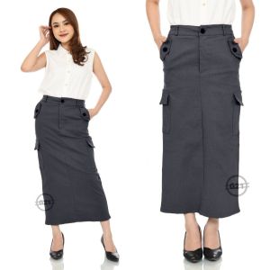 Rok Span Kargo Wanita Panjang 7/9 Pinggang Karet Bahan Dobel Strech High Premium Quality