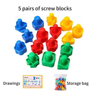 Shapes Nuts and Bolts Stacking Toys-Infant Montessori Shape and Color Recognition Education Childrens Puzzle Toys