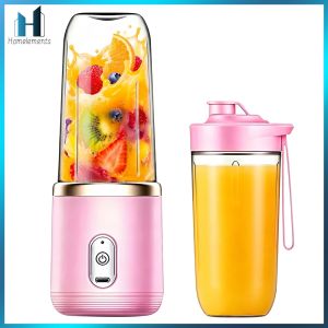 【Homelements】 Small Travel Juicer Cups with Sports Cup Multi-Function Juice Mixer Maker 400ml for Outdoor Travel