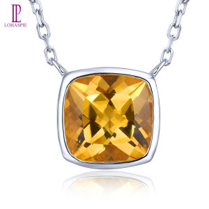 Lohaspie Jewelry Pure 1.9 Carats 925 Sterling Silver Pendant With Gem Natural Citrine Pendant Citrine Stone Original Pendant Women Fashion Pendant 925 Silver Jewelry