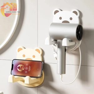 Giá Đỡ Máy Sấy Treo Tường Hình Gấu Treo Đồ Dùng Cá Nhân Tiện Lợi