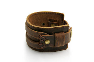 BAMOER Official Store Vòng Tay Da Vòng Tay Rộng Đôi Và Vòng Tay Dây Màu Đen Cho Nam Vòng Tay Nam Thời Trang Trang Sức Phi Giới Tính PI0296