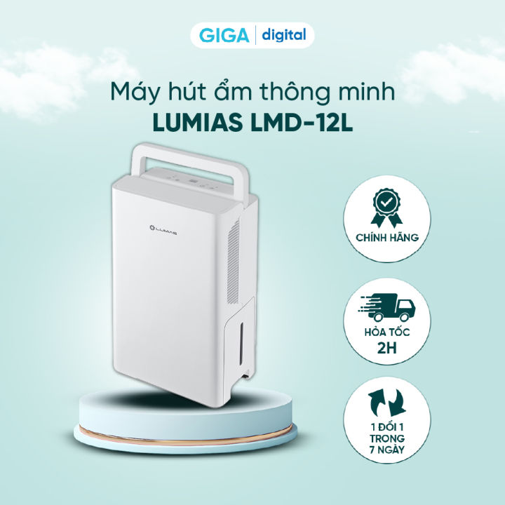 Máy hút ẩm thông minh 12L Lumias D3 Lite - Hỗ trợ sấy khô quần áo - BH 18 Tháng
