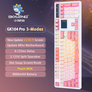 SKYLOONG GK104 Pro Wireless Mechanical Keyboard 3 Modes 8KHz Full Size RGB Backlight PBT Keycap 3.0 Screen/3 Knobs/2.0 Split Spacebar/Voice Calculator Bluetooth Gaming Keyboard