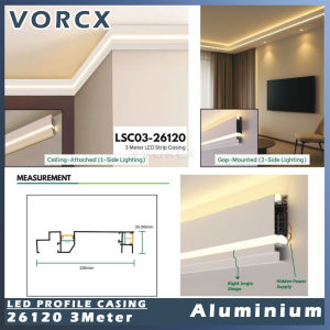 LH 26120 Aluminium Profile LED Strip Casing Diffuser Cover Housing 3Meter