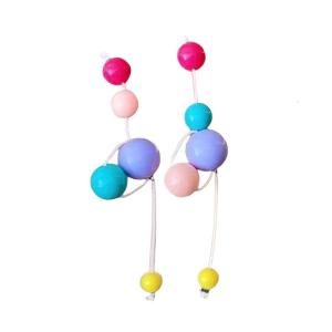 Trendy Beaded Drop Earrings Lightweight Plastic Earrings for Girls Unique Beadwork Ear Accessories Fashion