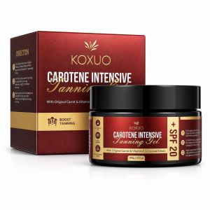Carotene Tanning Gel for Deep Natural Tan – Tanning Accelerator with Coconut Oil Carrot Extract & Vitamin E – Bronzing Body Moisturizer for Indoor & Outdoor Use 100g
