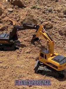 รถขุดของเล่นควบคุมระยะไกลโลหะผสมพร้อมไฟและเสียง รถขุดไฟฟ้า ยานยนต์วิศวกรรม ของขวัญสำหรับเด็ก