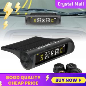 Tire Pressure Monitor with 4 External Sensors Solar Charging for Car RV SUV