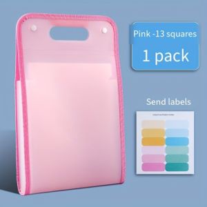 1pc Accordion Type File Folder File Folder Organizer With 13 Pockets Expanding Folder With Labels Portable Document Paper Organizer (A4 Size)