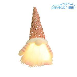 Lighted Dwarf Santa Claus Plush Rudolph Ornament for Christmas Gift and Holiday Home Decoration