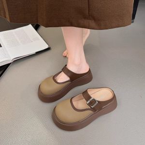 YOCKY PVC. Dép nữ Chống trượt Mary Jane. Dép xỏ ngón Thời trang Phong cách Pháp Giày đơn thường ngày Cô gái