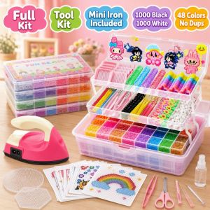 Fuse Beads Perler Beads Craft Kit Colorful Pegboard Pattern Templates Iron Paper Diy Mosaic Handmade Gift Home Activity