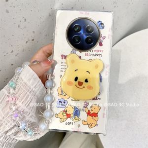Ins Casing Realme 13 + Realme 13 Pro+ 12 Note 60 C61 NFC Plus 5G 4G New Trend Creative Fashion Pooh Bear Spongebob Anti-fall Shockproof Phone Case with Bracket and Bracelet 2024