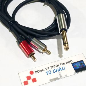 Cáp âm thanh 6 ly ra 2 AV dài 1.5m (Đầu 6 ly Mono ra 2 đầu AV Hoa sen) / Cáp Tốt chất lượng (TH09)