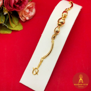 สร้อยข้อมือทองโค้งคั่นตุ้ม ความยาว 7 นิ้ว ใส่ในชีวิตประจำวันได้ งานสวย ชุบทอง ข้อมือแฟชั่น รูปถ่ายจากสินค้าจริง