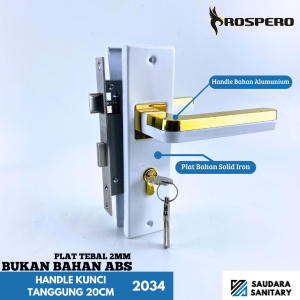 Gagang Kunci Pintu Premium / Prospero Handle Pintu Komplit Ukuran Tanggung 20cm Kotak Hitam |2033
